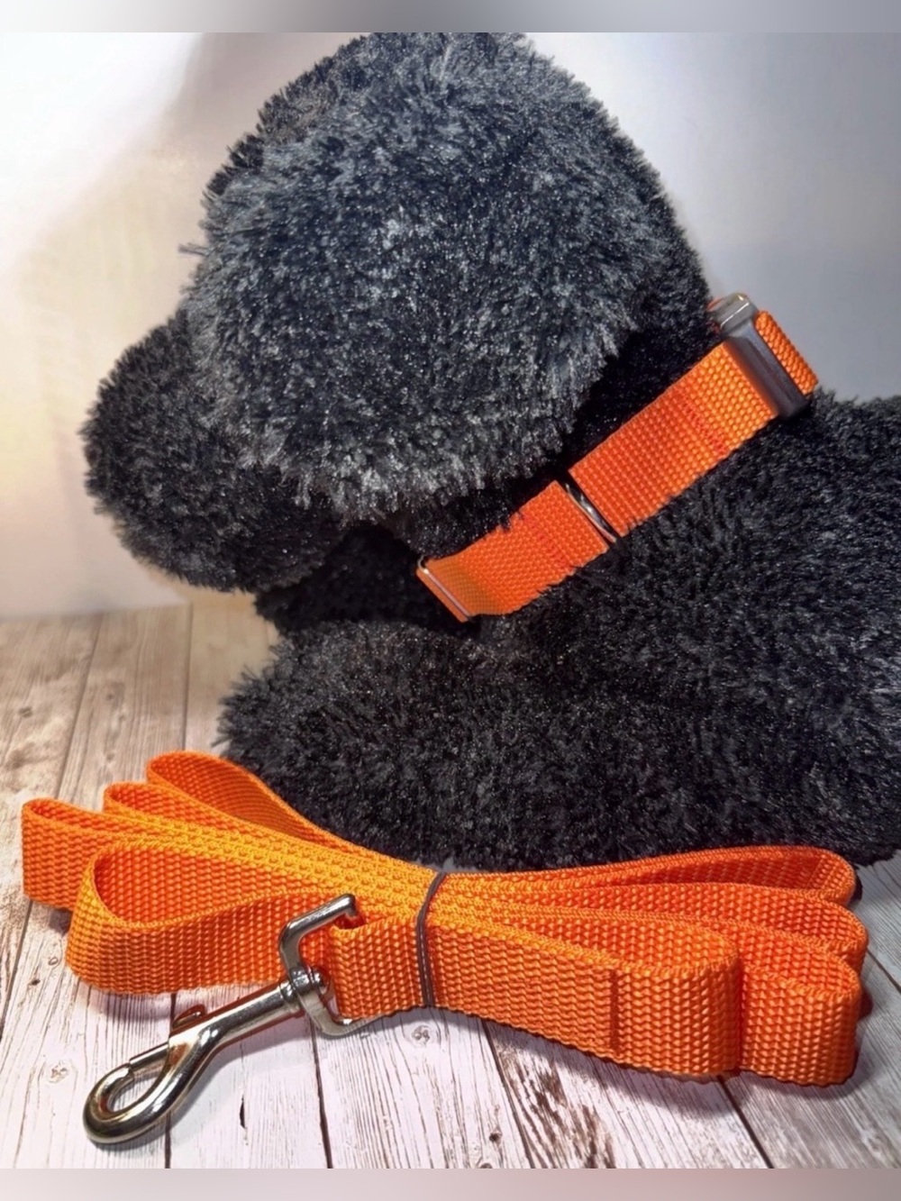 Dog Collar & Leash Orange Hunting Season Large Handmade Heavy Duty NEW